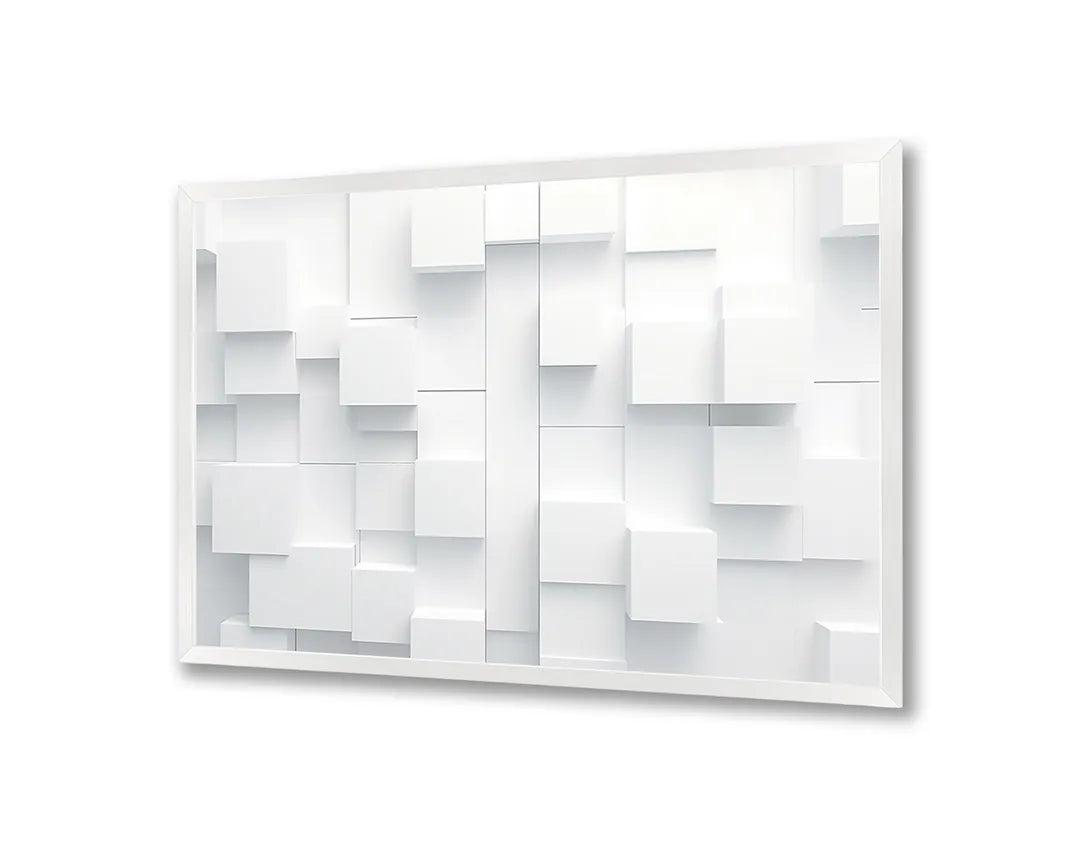 Metalen Magneetbord met print van Witte 3D blokken perfect als decoratie