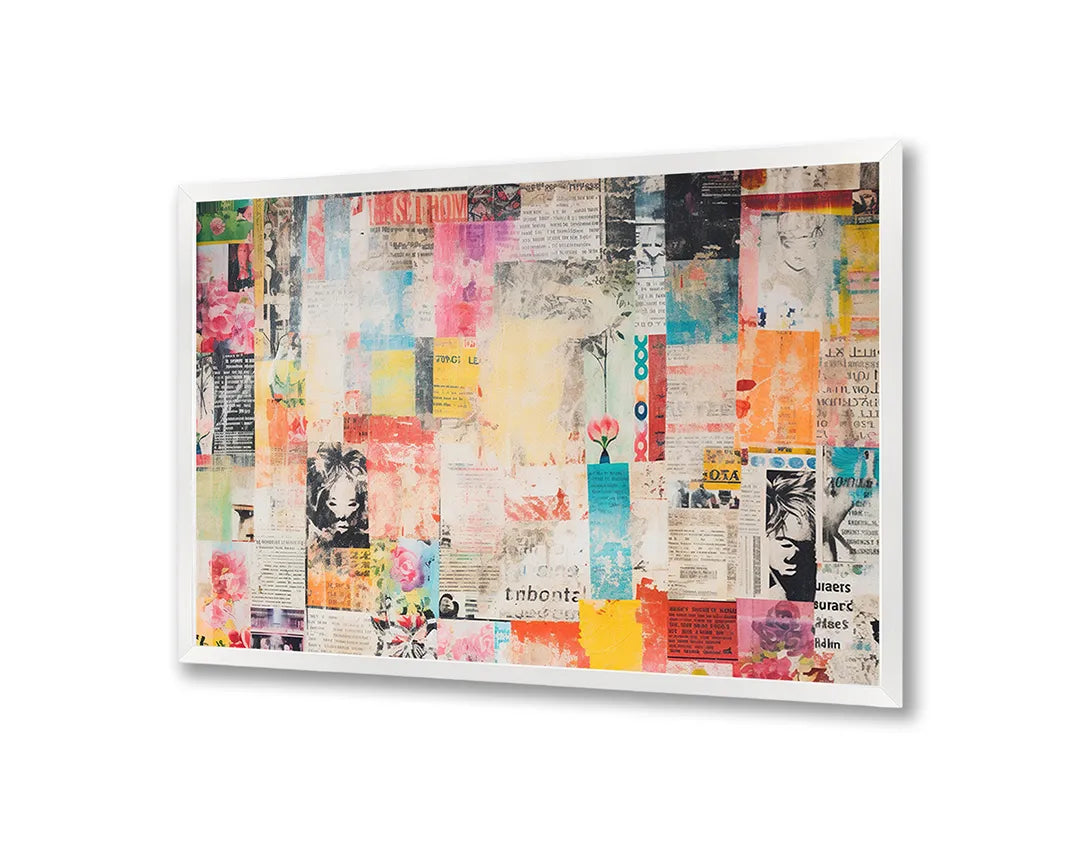 Metalen Magneetbord met print van Kleurrijke collage abstract perfect als decoratie