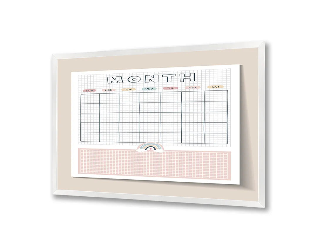 Metalen Magneetbord met print van Roze maandplanner perfect als decoratie