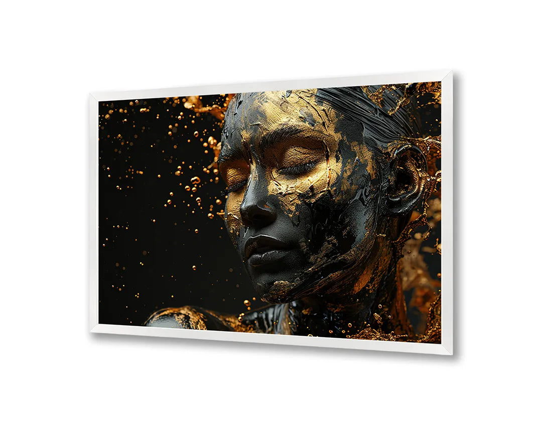 Metalen Magneetbord met print van Gouden gezicht standbeeld perfect als decoratie