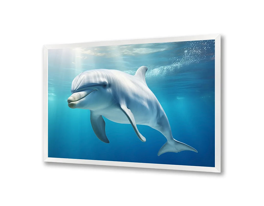 Metalen Magneetbord met print van Dolfijn onderwater blauw perfect als decoratie