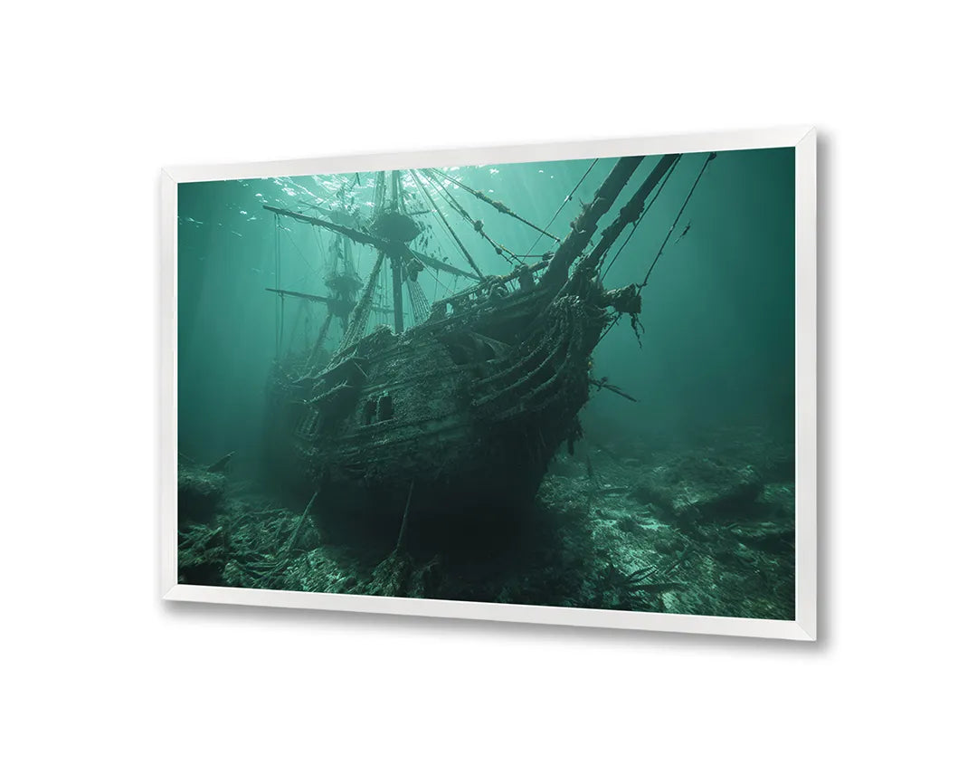 Metalen Magneetbord met print van Geestenschip onderwater perfect als decoratie