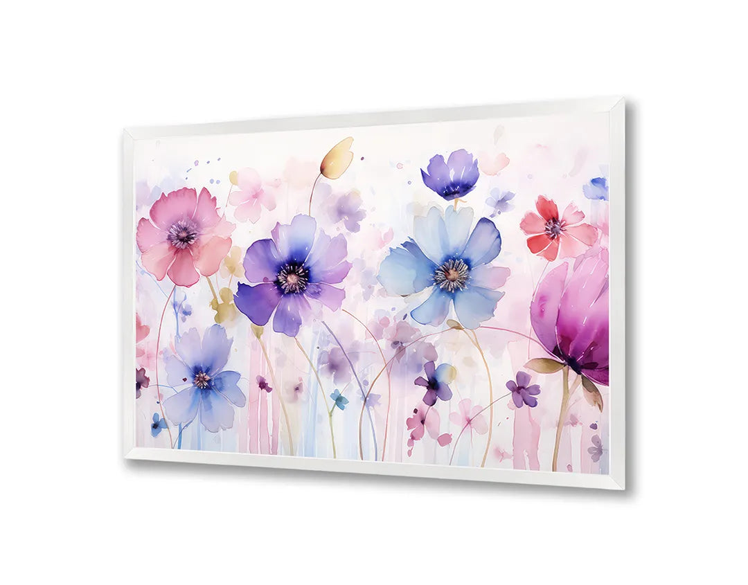 Metalen Magneetbord met print van Paarse bloemen veld perfect als decoratie