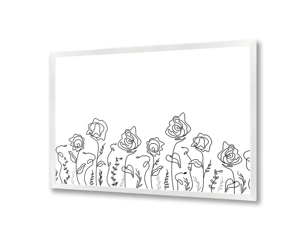 Metalen Magneetbord met print van Minimalistische bloemen lijntekening perfect als decoratie
