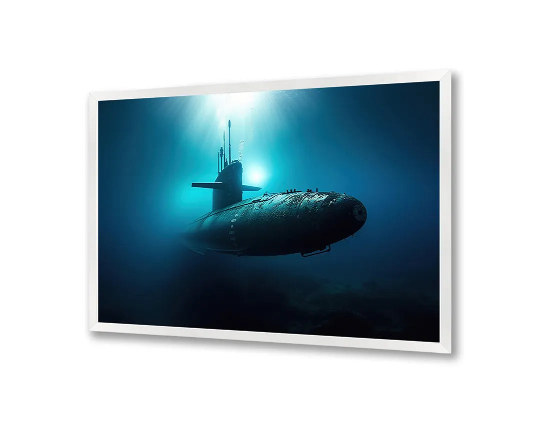Metalen Magneetbord met print van Duikboot onderwater blauw perfect als decoratie
