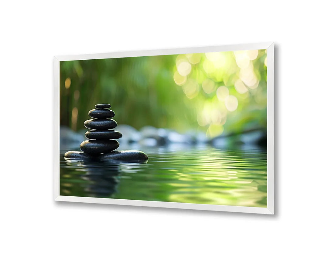 Metalen Magneetbord met print van Zen stenen balans water perfect als decoratie