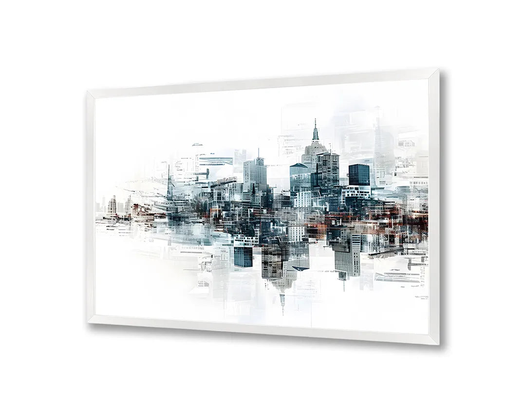 Metalen Magneetbord met print van Stad skyline waterkleur perfect als decoratie