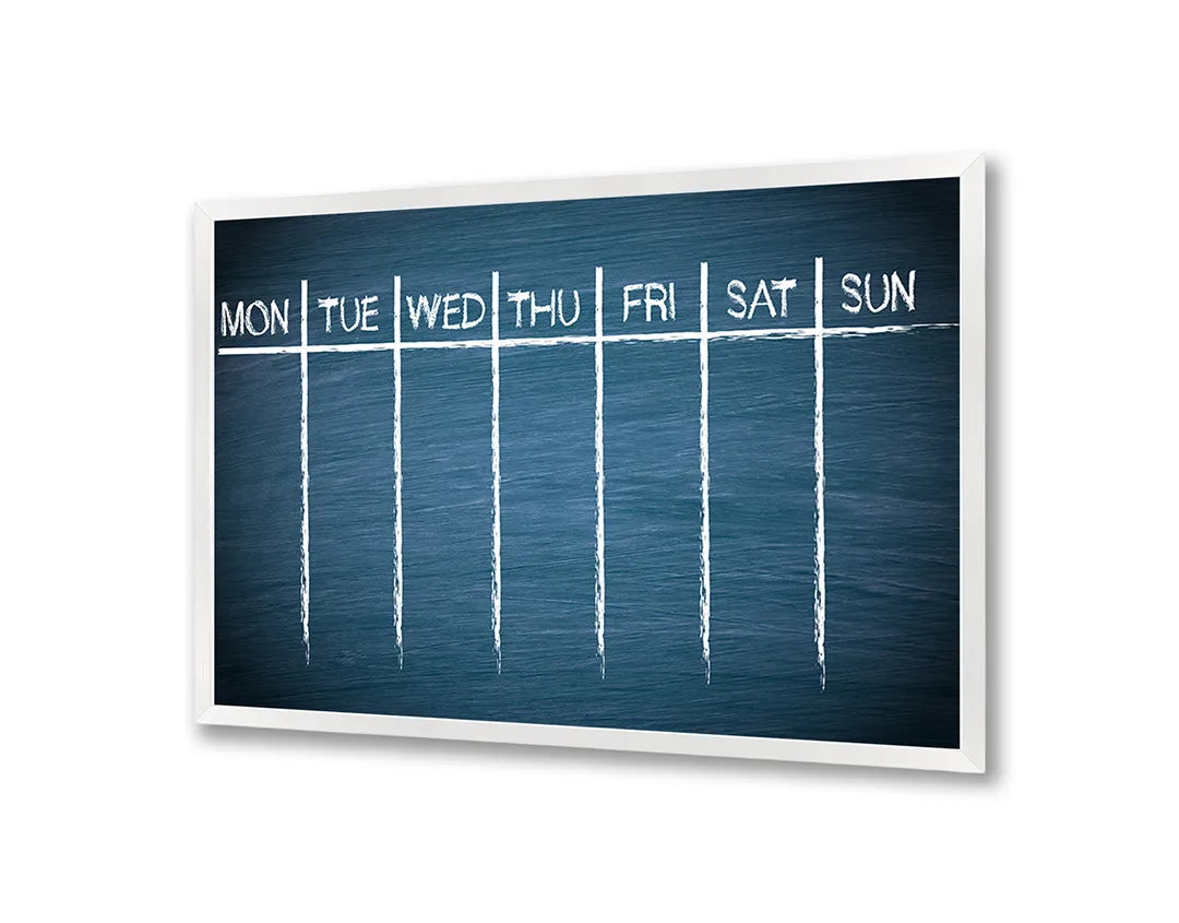 Metalen Magneetbord met afbeelding van donkerblauwe maandplanner in donkerblauw en wit kleuren