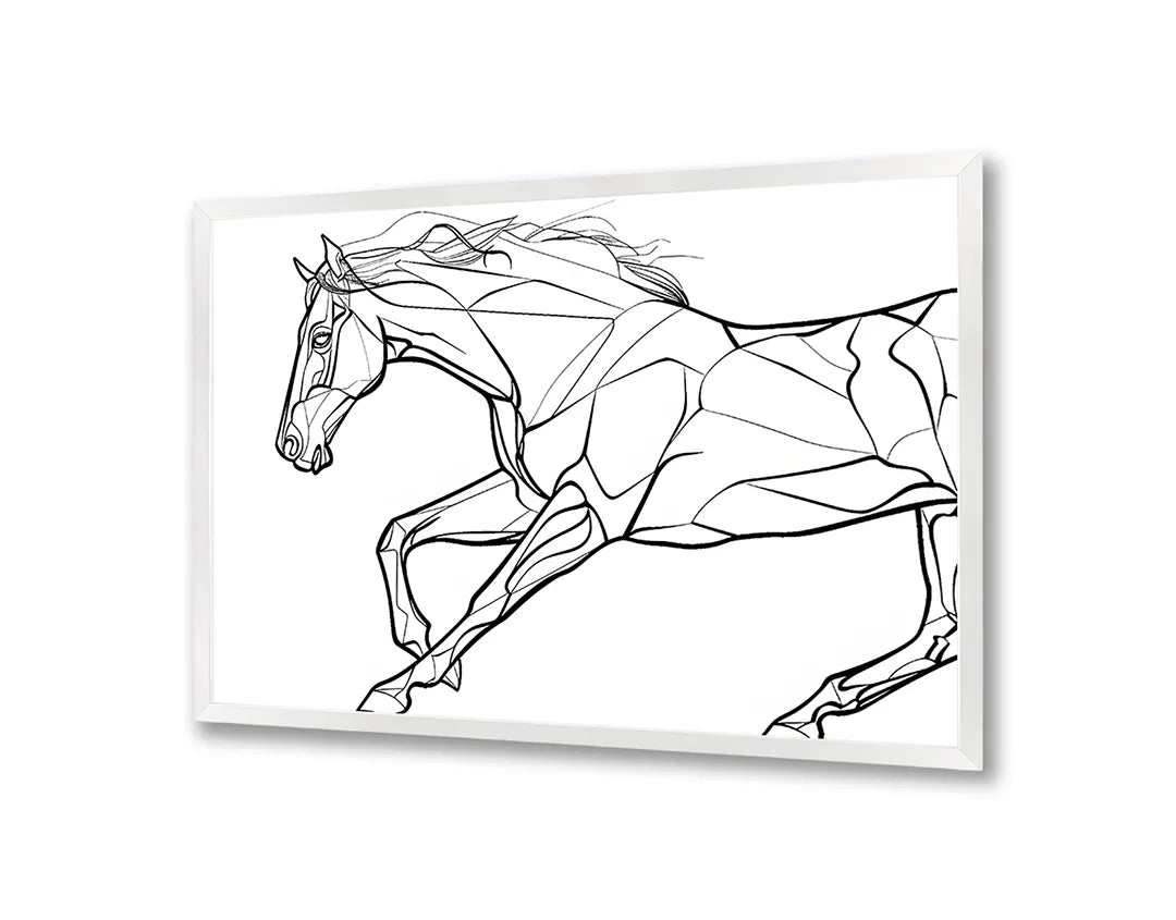 Metalen Magneetbord met print van Paard lijntekening rennend perfect als decoratie
