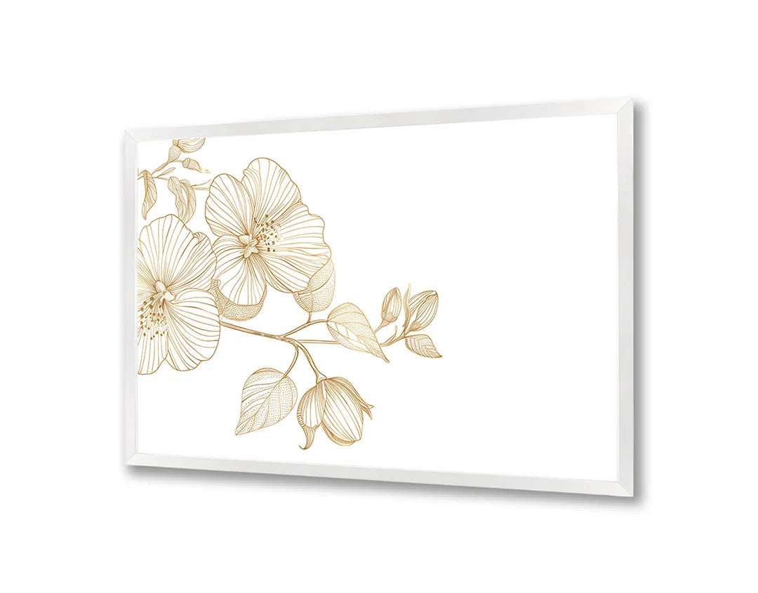 Metalen Magneetbord met print van Gouden bloemen tak perfect als decoratie