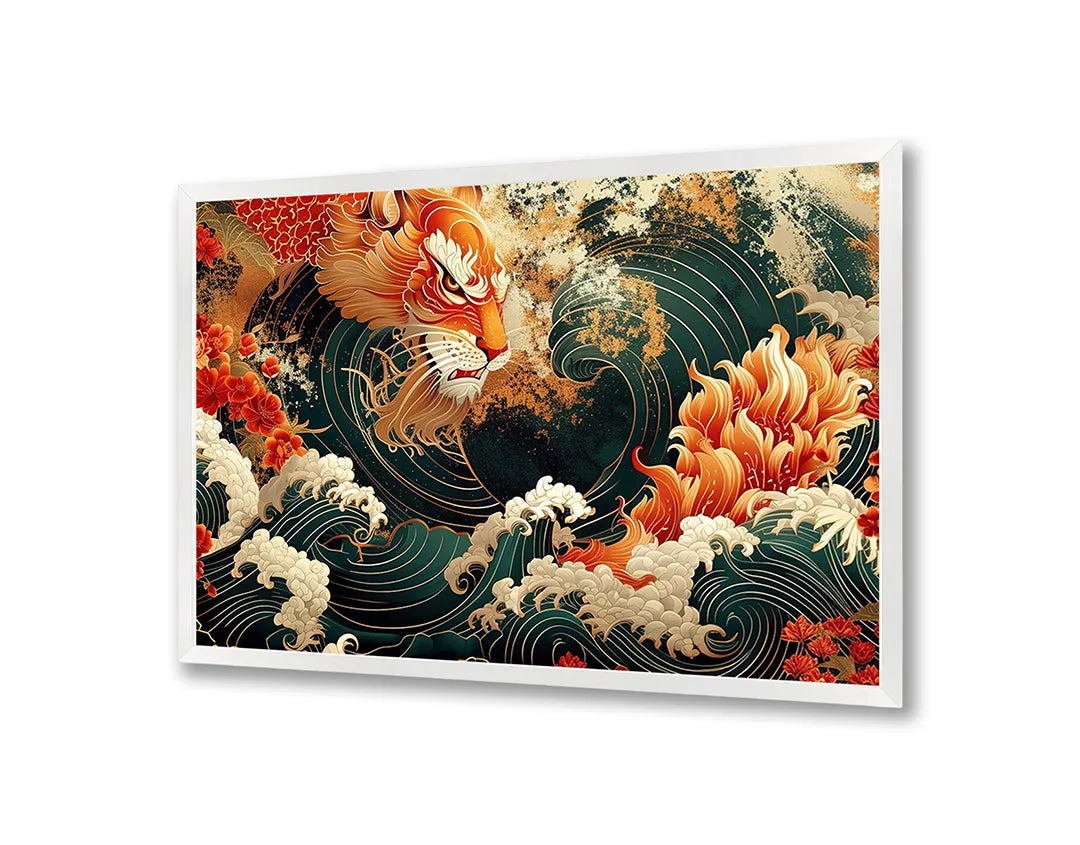 Metalen Magneetbord met hoogwaardige afbeelding van Aziatische tijger golf kunst voor aan de muur