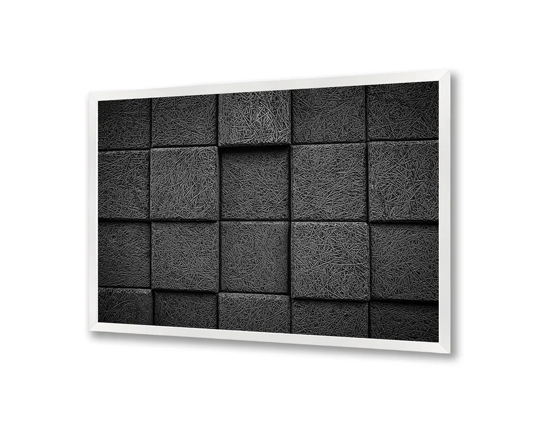 Metalen Magneetbord met hoogwaardige afbeelding van Zwarte 3D blokken vierkant voor aan de muur