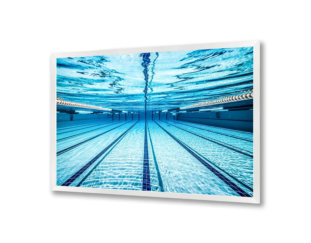 Metalen Magneetbord met afbeelding van zwembad waterlijnen in helder blauw kleuren