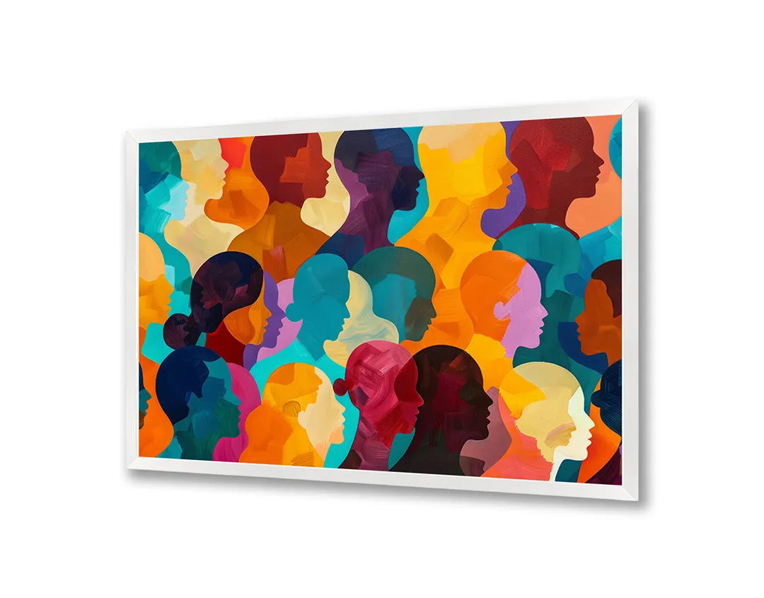 Metalen Magneetbord met hoogwaardige afbeelding van Kleurrijke abstracte gezichten voor aan de muur