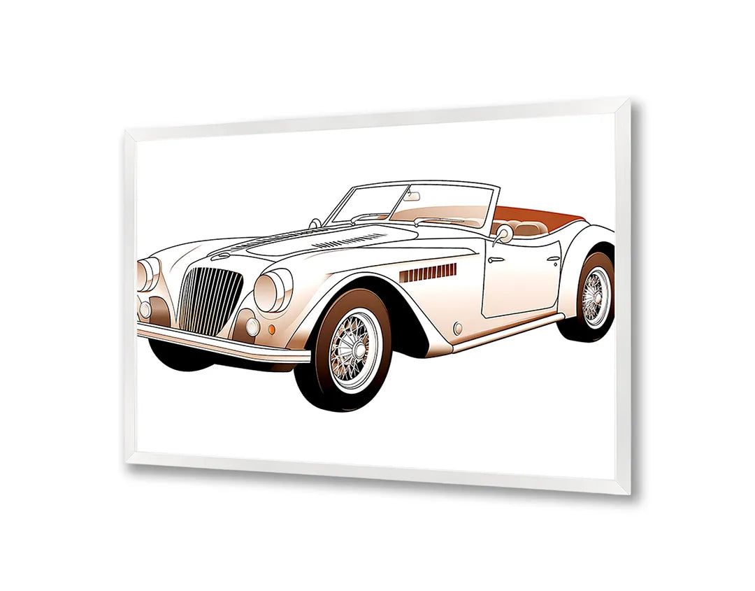 Metalen Magneetbord met hoogwaardige afbeelding van Klassieke cabriolet auto wit voor aan de muur