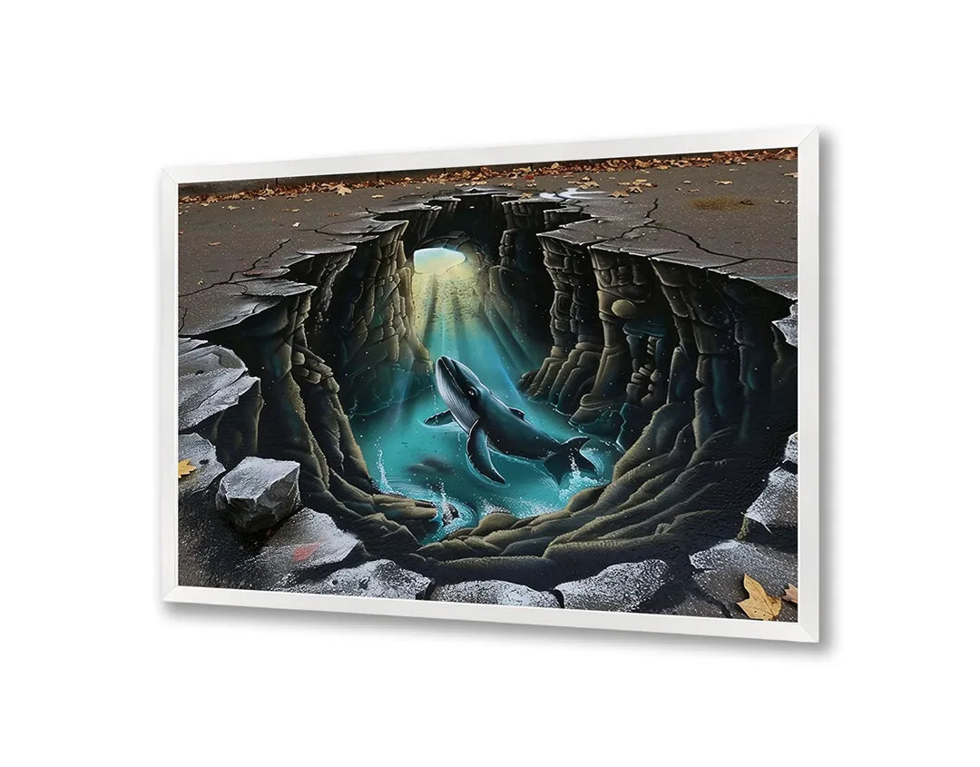 Metalen Magneetbord met hoogwaardige afbeelding van Duikboot onderwater grot voor aan de muur