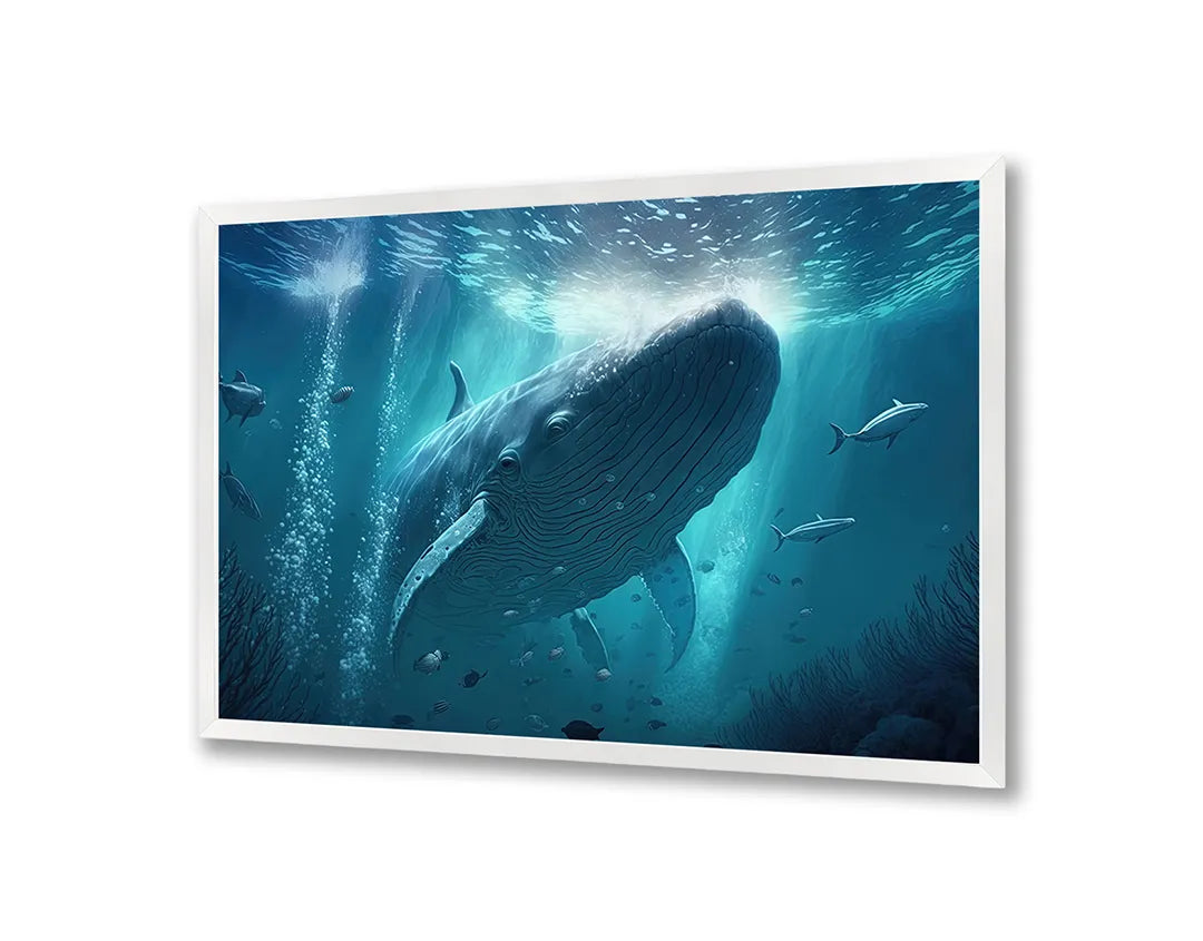 Metalen Magneetbord met hoogwaardige afbeelding van Grote walvis onderwater voor aan de muur