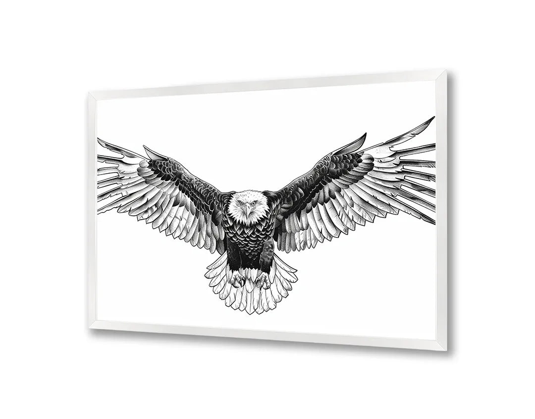 Metalen Magneetbord met hoogwaardige afbeelding van Arend vogel zwart wit voor aan de muur