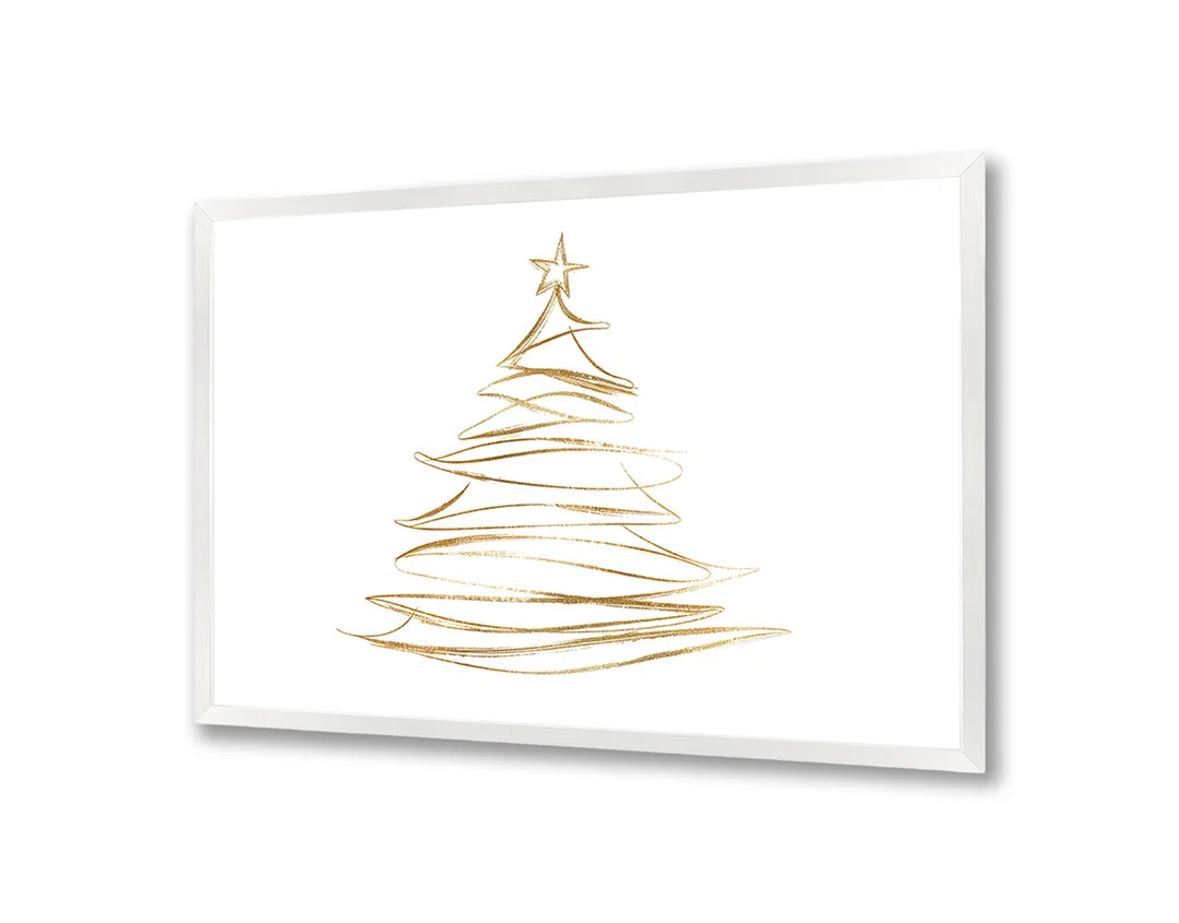 Metalen Magneetbord met hoogwaardige afbeelding van Gouden kerstboom lijnen voor aan de muur