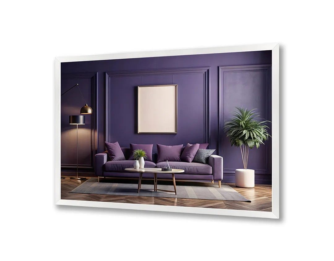 Metalen Magneetbord met hoogwaardige afbeelding van Modern paars interieur voor aan de muur