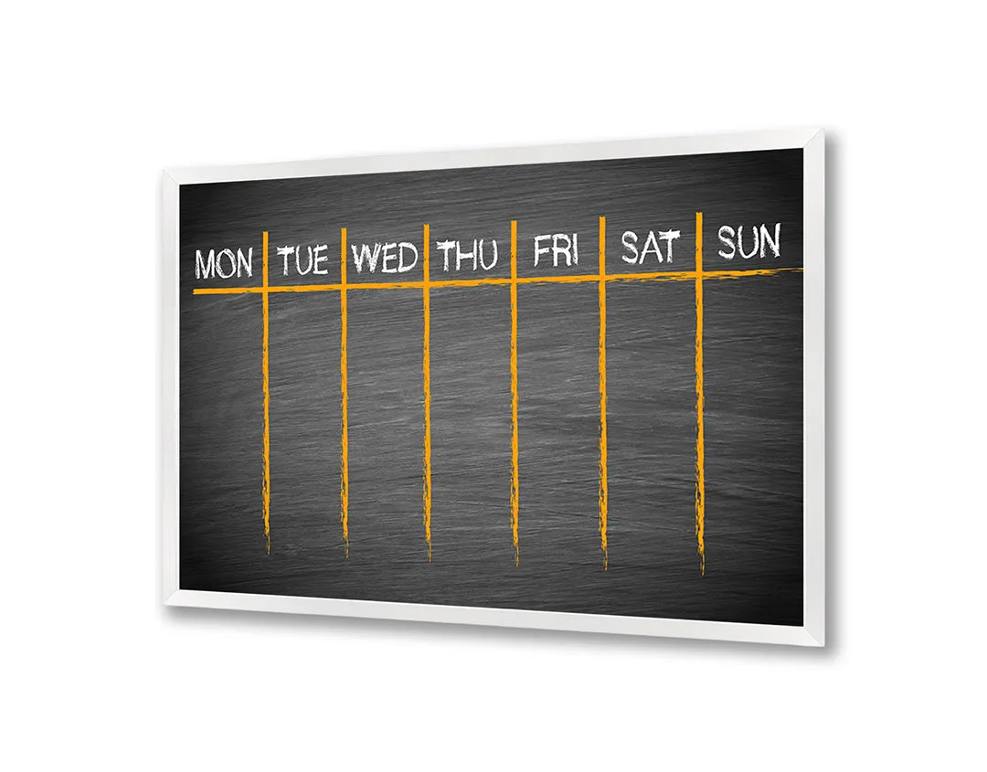 Metalen Magneetbord met afbeelding van krijtbord weekplanner in donker krijtbord grijs kleuren