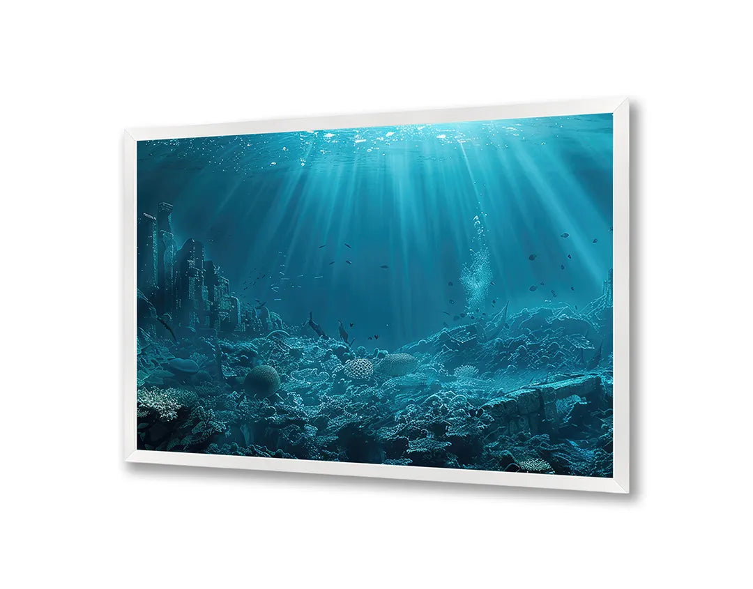 Metalen Magneetbord met hoogwaardige afbeelding van Onderwater oceaan blauw voor aan de muur
