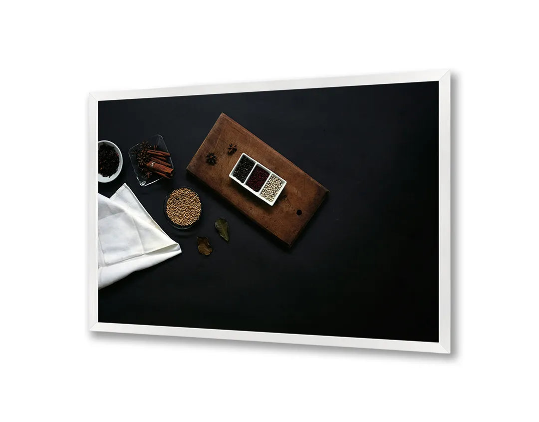 Metalen Magneetbord met print van Koffiekopjes en bonen hout perfect als decoratie