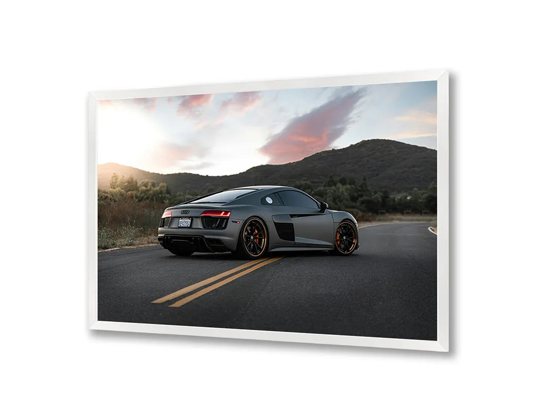 Metalen Magneetbord met print van Sportauto op bergweg perfect als decoratie
