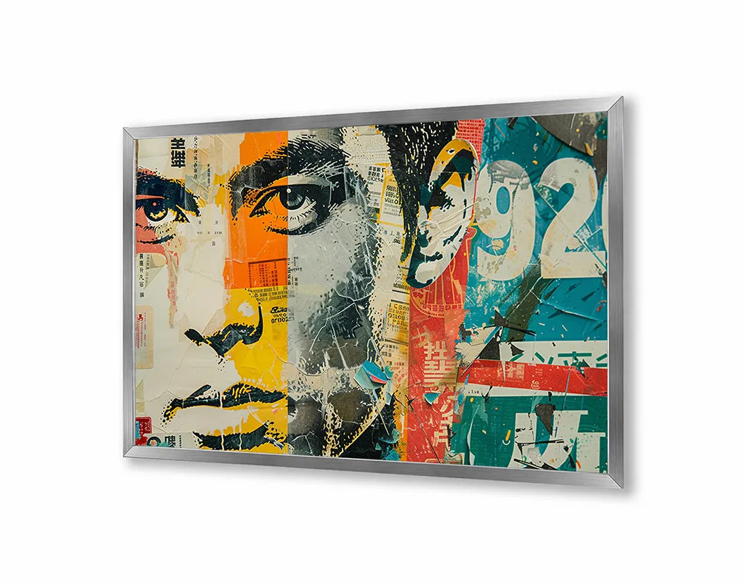 Metalen Magneetbord met hoogwaardige afbeelding van Abstract mannengezicht pop art voor aan de muur