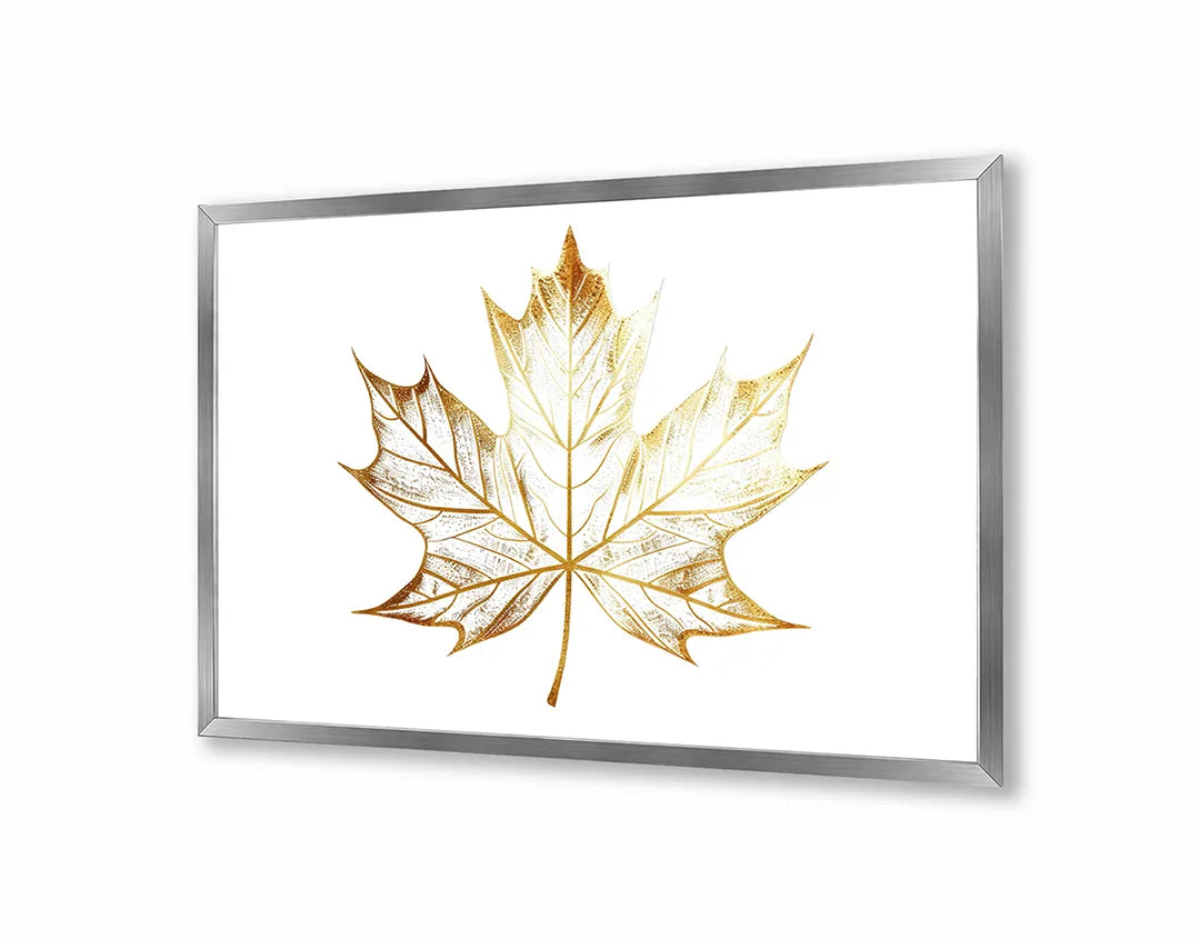 Metalen Magneetbord met hoogwaardige afbeelding van Gouden esdoornblad wit voor aan de muur