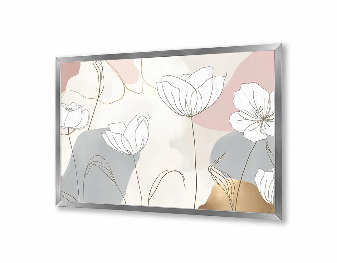 Metalen Magneetbord met hoogwaardige afbeelding van Minimalistische bloemen pastel voor aan de muur