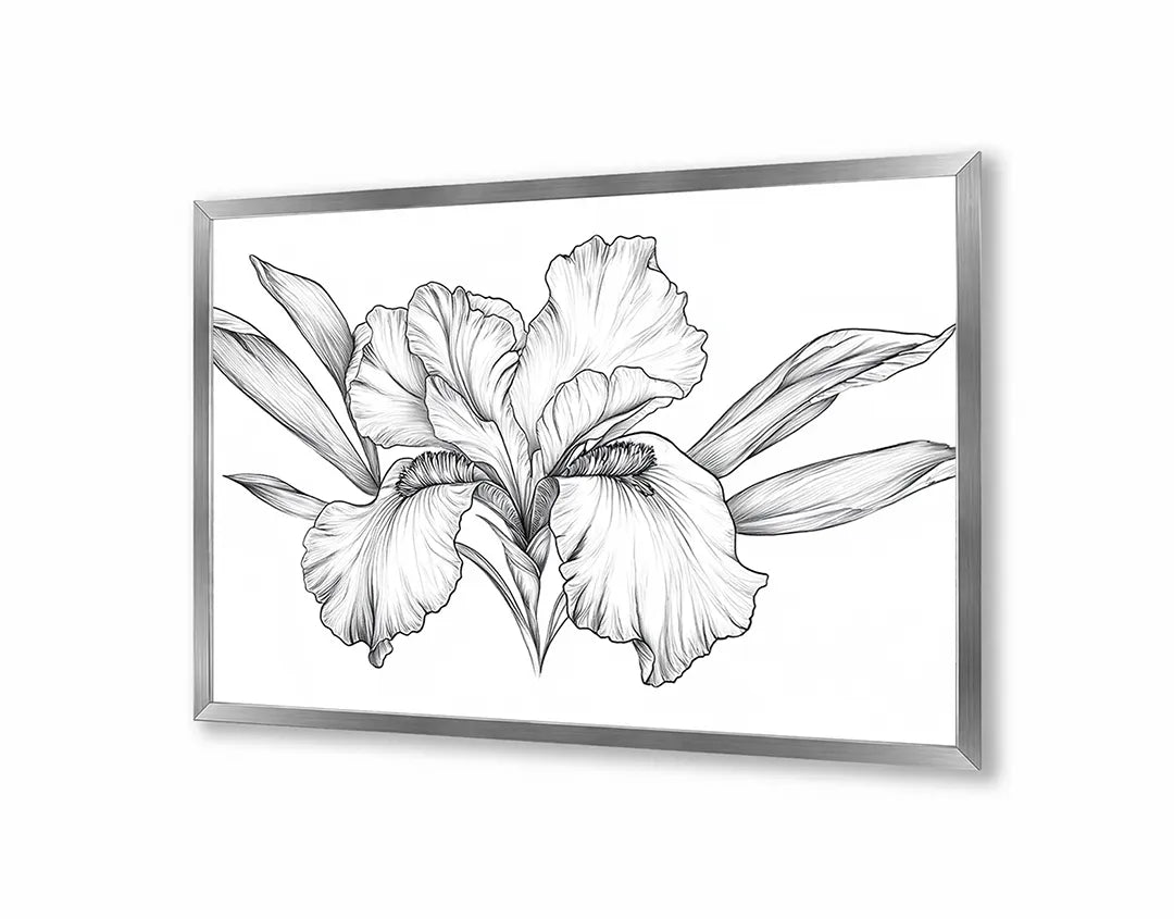 Metalen Magneetbord met hoogwaardige afbeelding van Zwart wit bloemtekening voor aan de muur