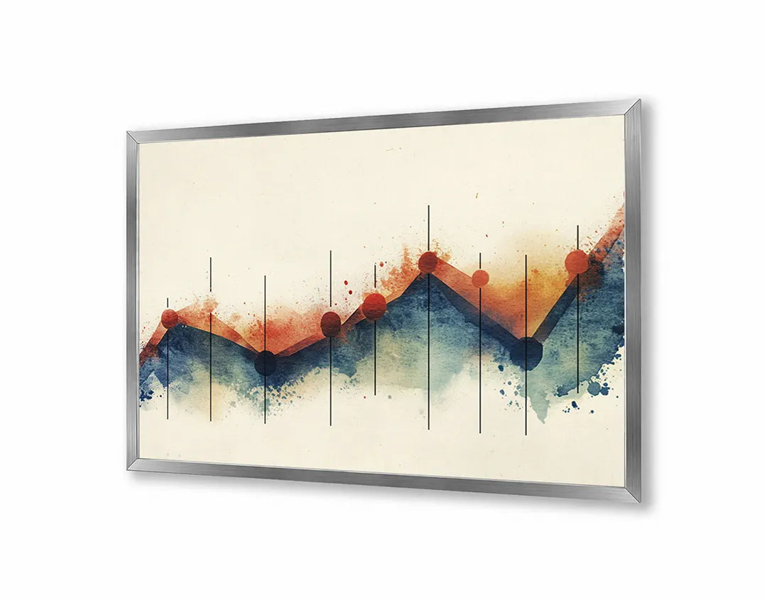Metalen Magneetbord met hoogwaardige afbeelding van Abstracte bergen waterkleur voor aan de muur