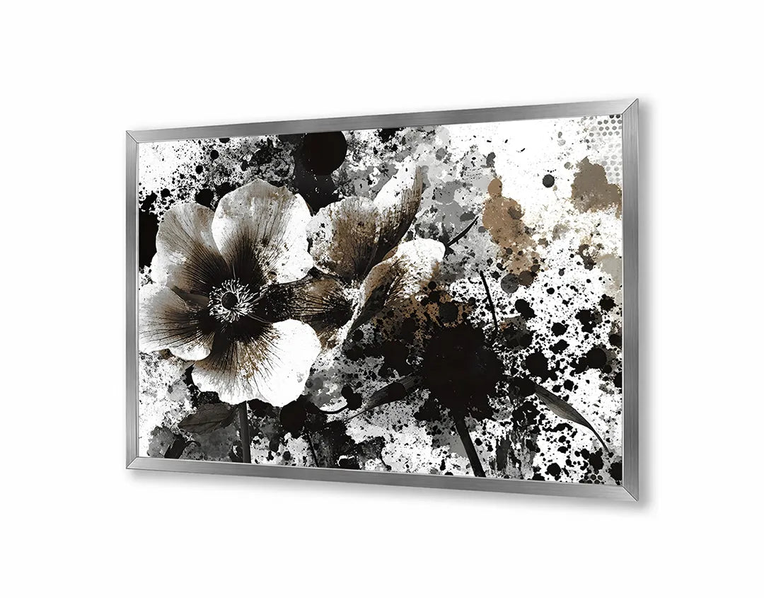 Metalen Magneetbord met hoogwaardige afbeelding van Zwarte inkt bloem spatten voor aan de muur