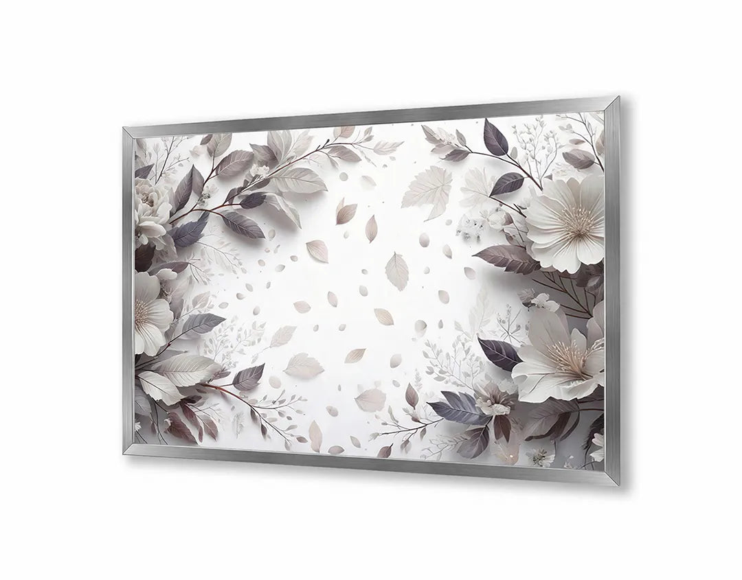 Metalen Magneetbord met hoogwaardige afbeelding van Witte bloemen zachte achtergrond voor aan de muur