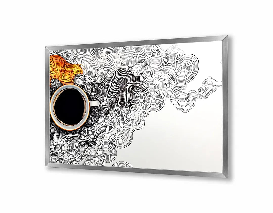 Metalen Magneetbord met hoogwaardige afbeelding van Koffiekopje doodle kunst voor aan de muur