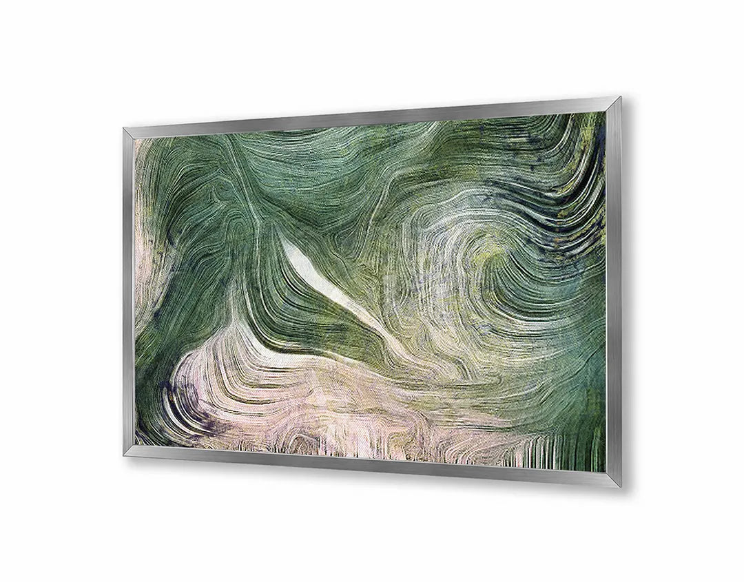 Metalen Magneetbord met afbeelding van abstracte groene wervelingen in smaragd groen kleuren