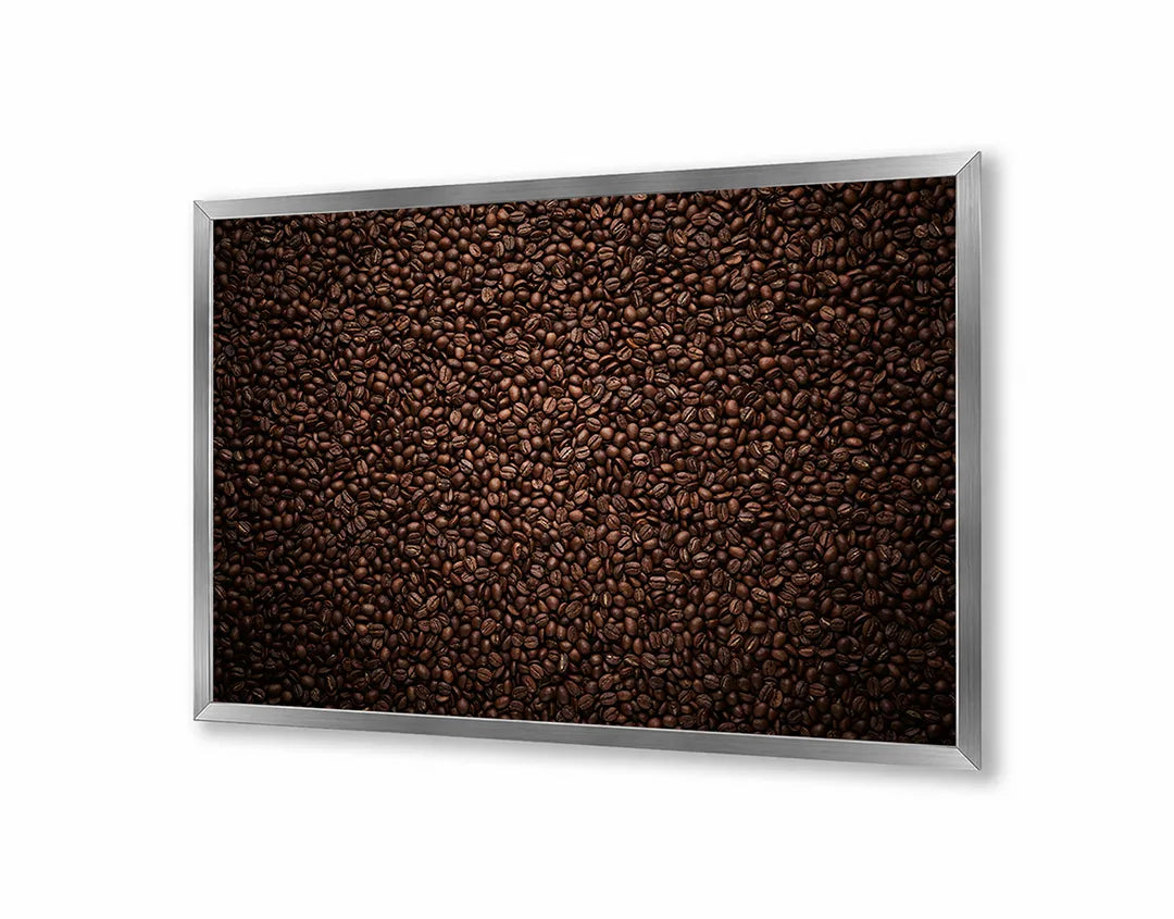 Metalen Magneetbord met afbeelding van koffiebonen textuur in donker gebrand bruin kleuren