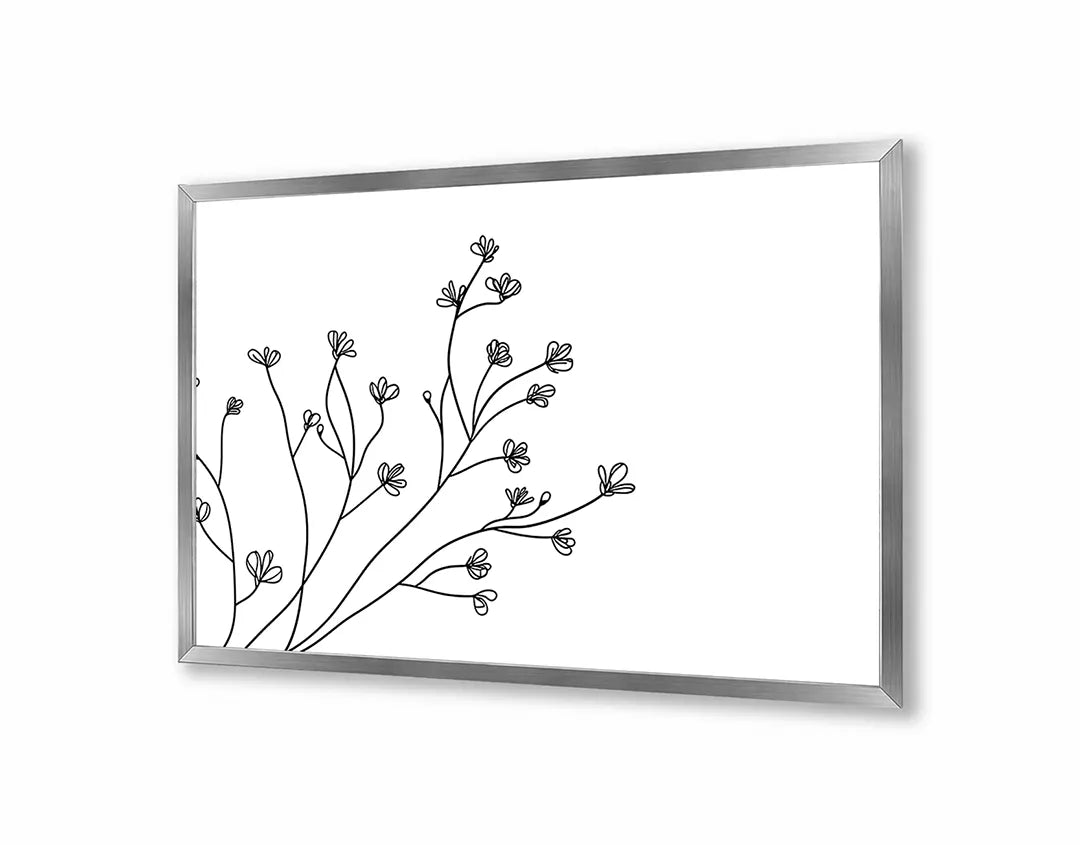 Metalen Magneetbord met hoogwaardige afbeelding van Fijne takjes met bloemen lijntekening voor aan de muur