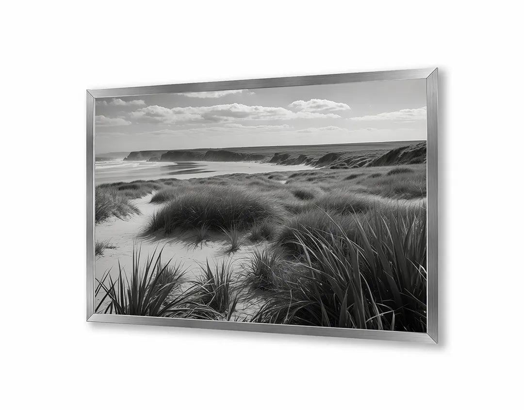 Metalen Magneetbord met hoogwaardige afbeelding van Duinlandschap zwart wit voor aan de muur