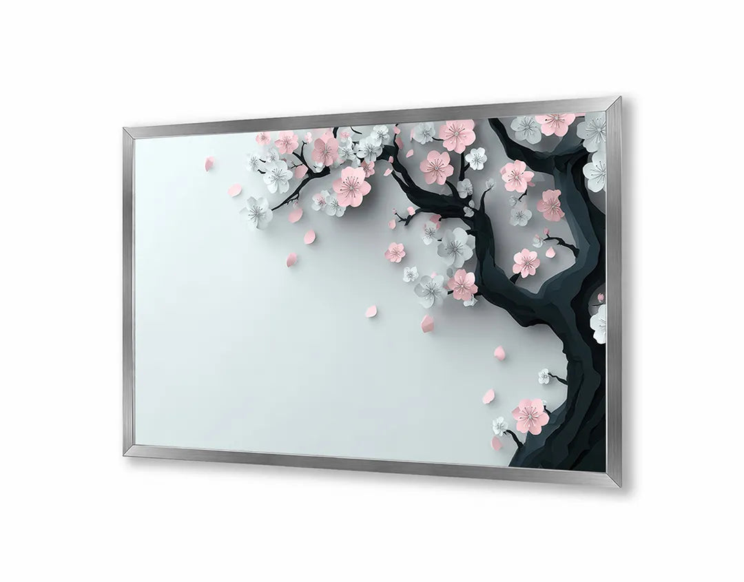 Metalen Magneetbord met hoogwaardige afbeelding van Roze bloesem tak zacht voor aan de muur