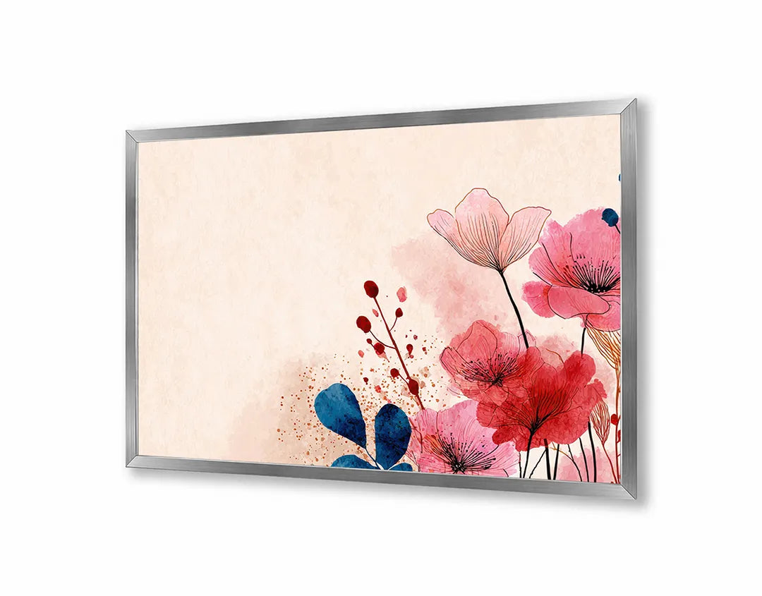 Metalen Magneetbord met hoogwaardige afbeelding van Rode klaprozen zachte achtergrond voor aan de muur