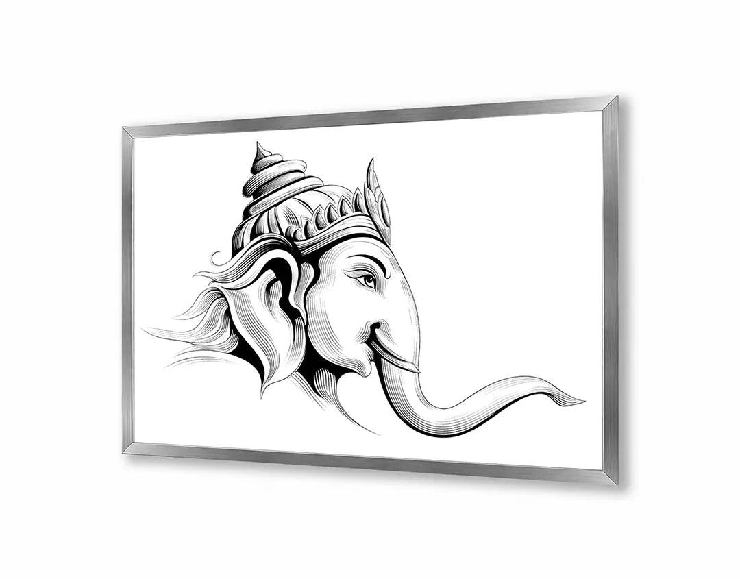 Metalen Magneetbord met hoogwaardige afbeelding van Olifant met mandala patronen voor aan de muur