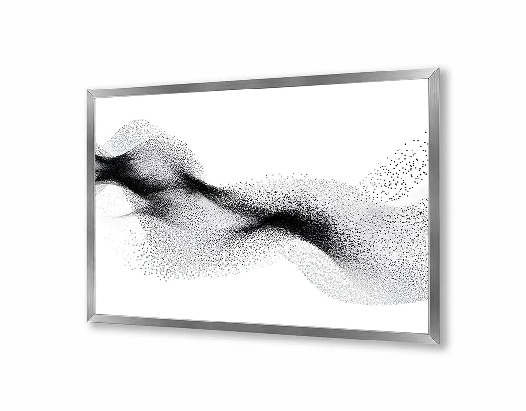 Metalen Magneetbord met hoogwaardige afbeelding van Zwarte golvende deeltjes wit voor aan de muur