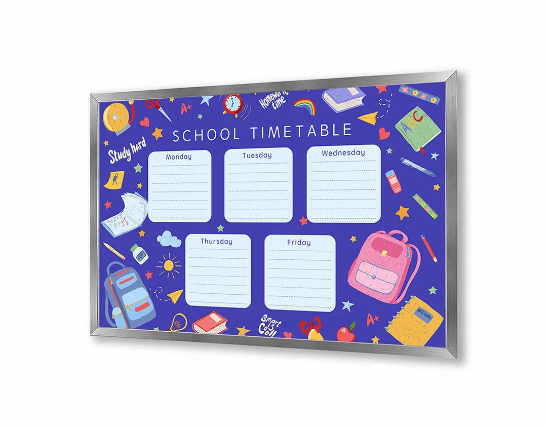 Metalen Magneetbord met hoogwaardige afbeelding van School timetable paars rooster voor aan de muur