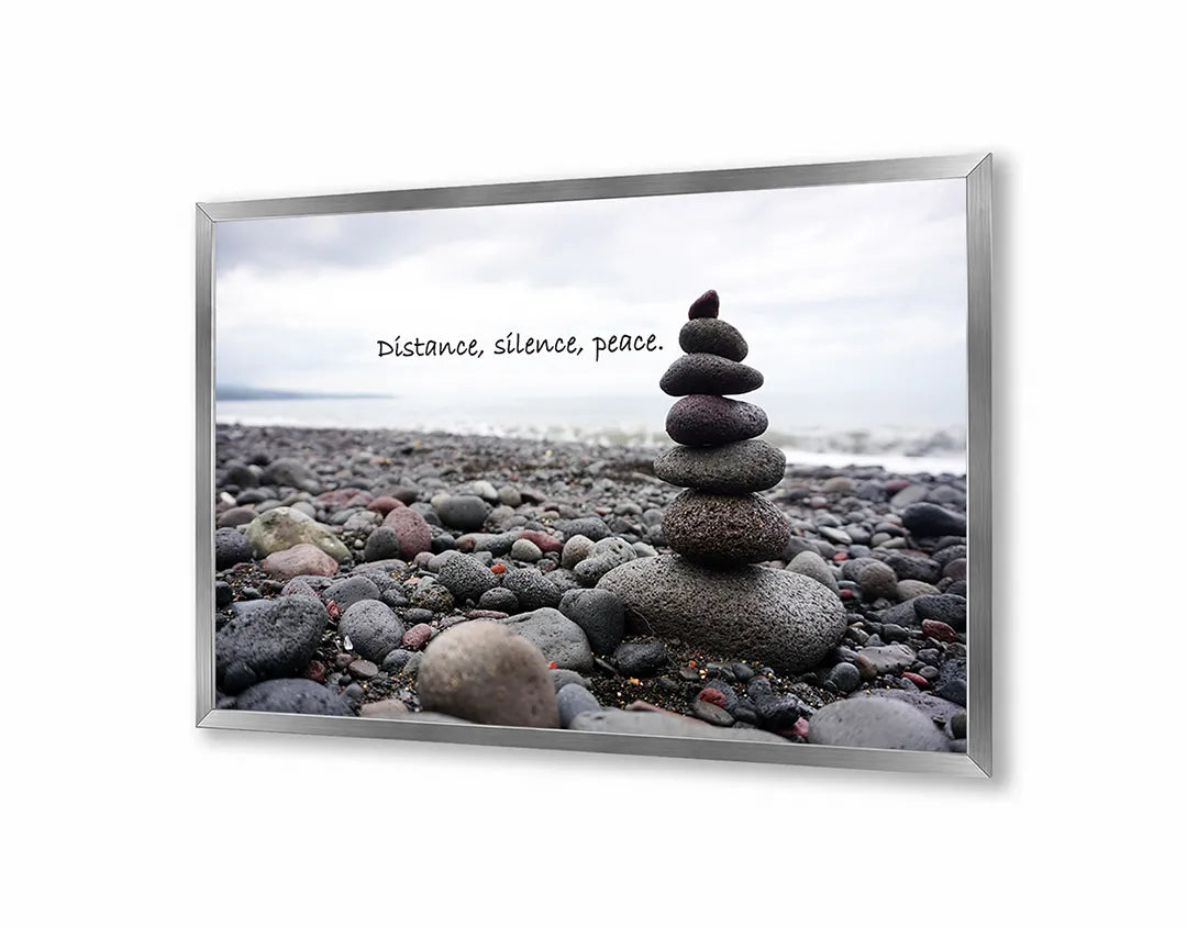 Metalen Magneetbord met hoogwaardige afbeelding van Zen stenen op strand voor aan de muur