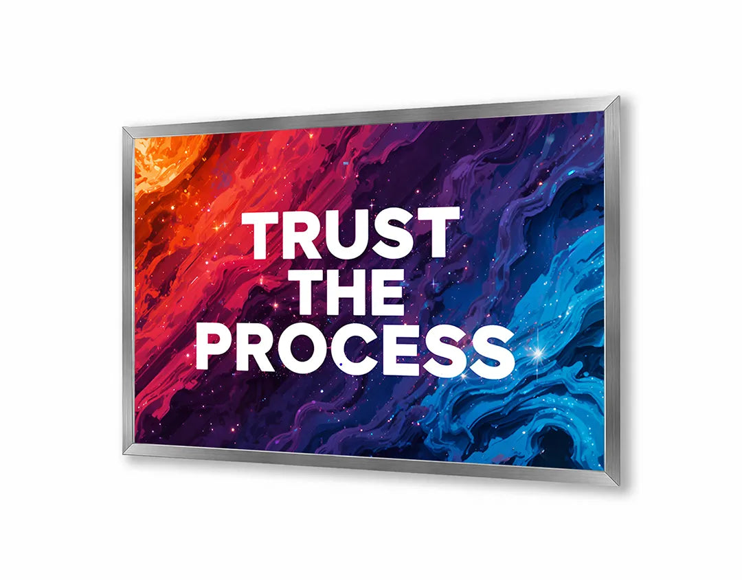 Metalen Magneetbord met hoogwaardige afbeelding van Trust the process verf splash voor aan de muur
