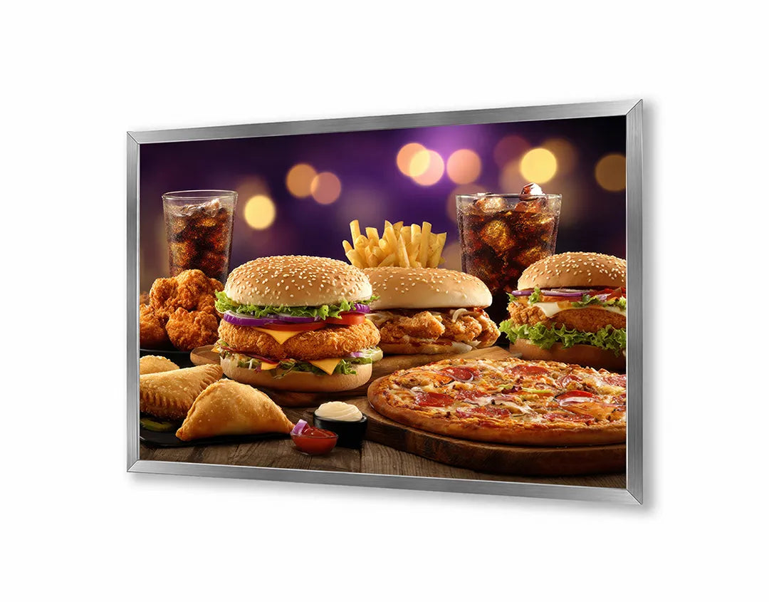 Metalen Magneetbord met print van Hamburger menu fastfood perfect als decoratie