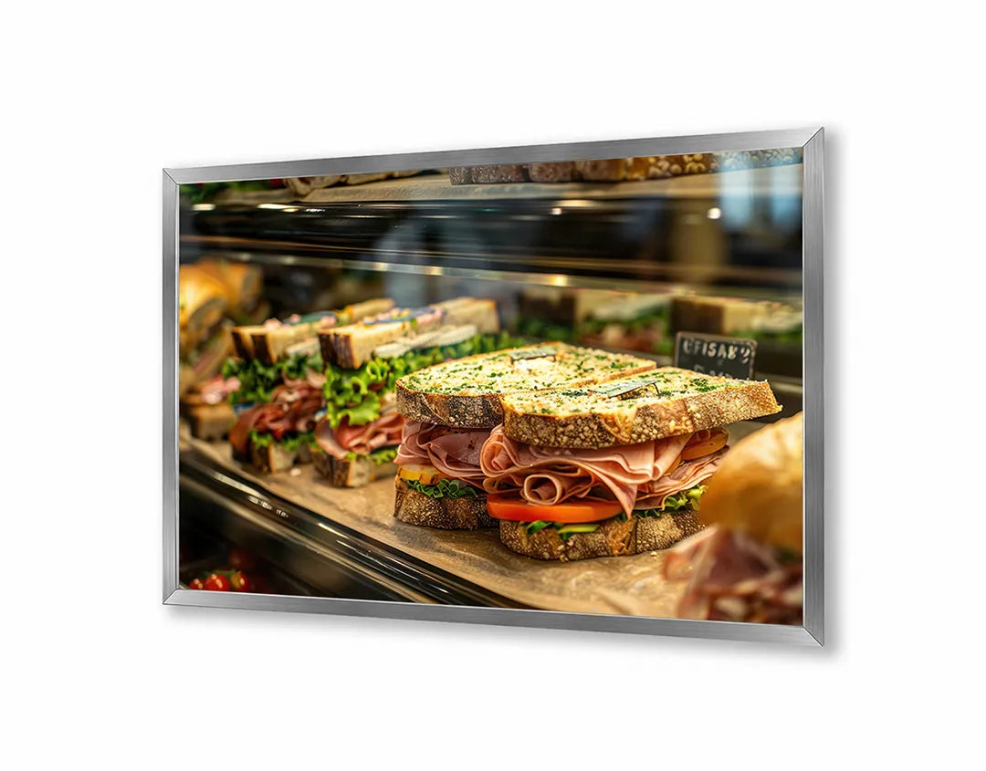 Metalen Magneetbord met print van Broodjes in vitrine perfect als decoratie