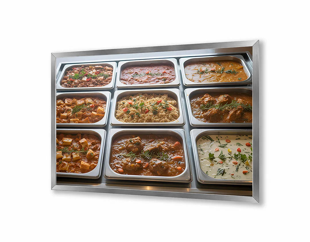 Metalen Magneetbord met print van Tapas bakjes gerechten perfect als decoratie